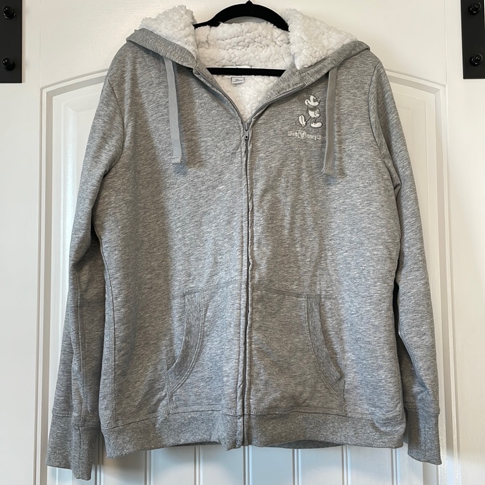 Disney Sweatshirt Fleece Zip Up Embroidered Hooded Jacket